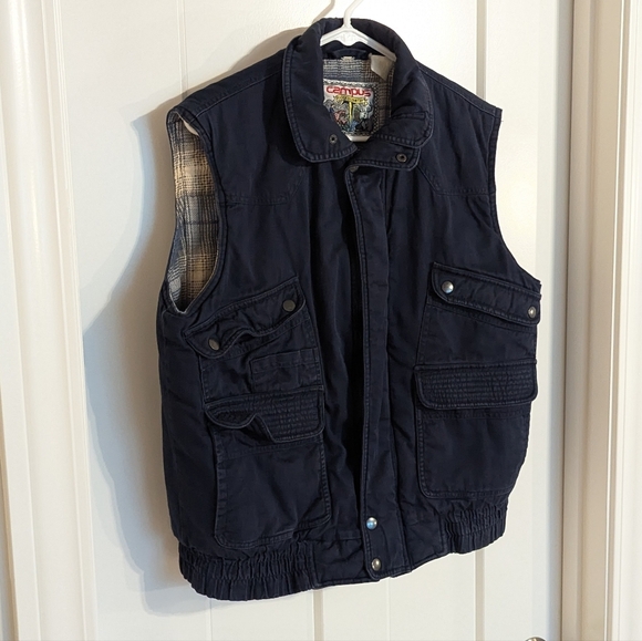Vintage Rugged Work Wear Navy Canvas Vest sz M - Picture 2 of 6